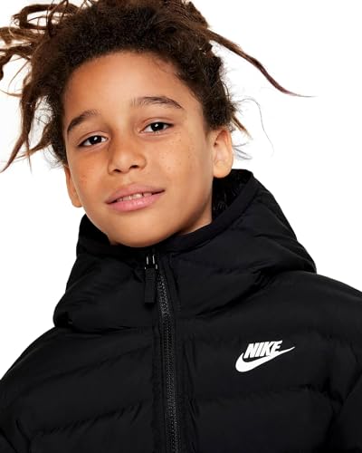 NIKE Unisex - Kids K Nsw Low Synfl Jkt Adp Hip Length Hooded Jkt, BLACK/BLACK/WHITE, XS2