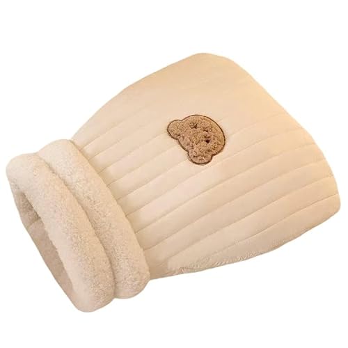 猫ベッド 猫用寝袋 オープン型 冬 防寒 保温 ペットベッド 撥水 コットンファー 素材 日光干し 手洗い キャットハウス ホワイト M(白,S)