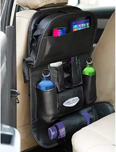 Car Backseat Organizer with Multi-Pockets β Leather Car Seat Back Protector with Foldable Table Tray β Travel Storage Bag for Kids & Adults β Universal Fit (Black) - Image 3