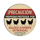 Spanish Guard Chicken Alert Metal Tin Sign Plaque Wall Decor for Cafe, Club Bar, Office, Home Garden Round Metal Poster 8x8Inch