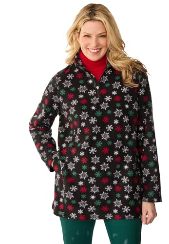 Woman Within Plus Size Microfleece Quarter-Zip Pullover