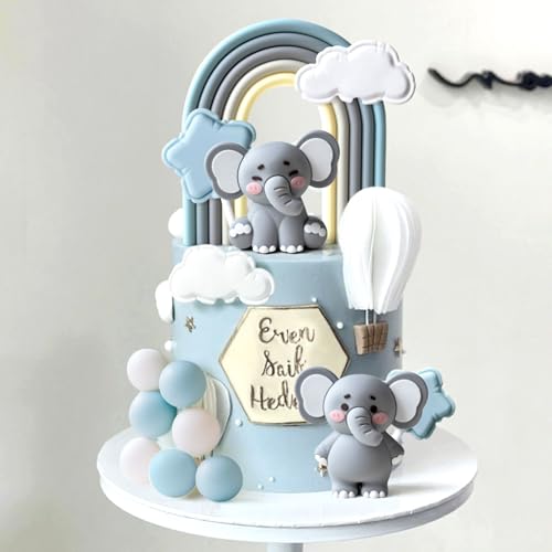 Elefanten Tortenfigur Sein ein Junge Kuchen Dekorationen Elefant Kuchen Topper Kugeln Dekoration für Baby Junge Geburtstag Party Geschlecht Reveal Baby Dusche Party Supplies