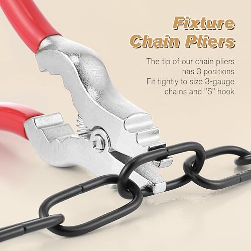 Image of 2 Pcs Chain Pliers, 7 Inch Fixture Link Pliers, Malleable Iron Chain Pincers, Opener Closer Remover Pincers, Light Link Tool with Rubber Grip for Chandelier Shackle Light Fixture Accessories, Red