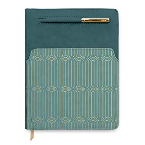 DesignWorks Ink Vegan Leather Pocket Journal with Pen (7.75â€ x 10"), Teal - Colorblock