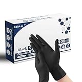Edith qi Black Nitrile Disposable Gloves Pack of 100, Food Safe, Textured Fingertips, Powder Free Latex Free, Medical Exam Gloves, Small