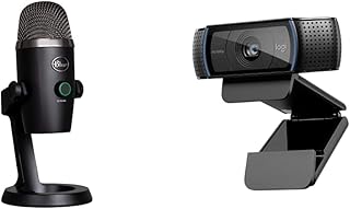 Blue Yeti Nano Premium USB Mic for Recording, Streaming, Gaming, Podcasting on PC and Mac, Condenser Microphone - Black & Logitech C920 HD Pro Webcam, Full HD 1080p/30fps Video Calling - Black