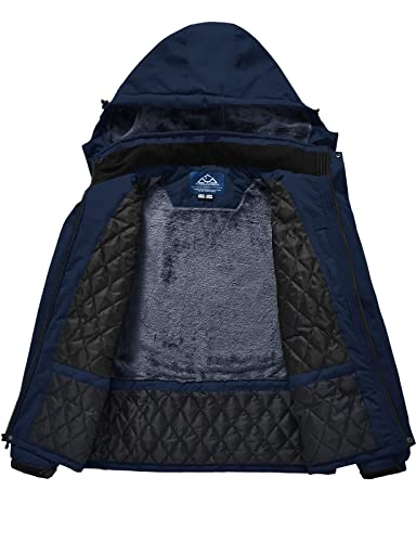 Rdruko Men's Waterproof Ski Jacket Warm Winter Snow Coat Mountain Hooded Outerwear(Navy, CA L) - Image 5