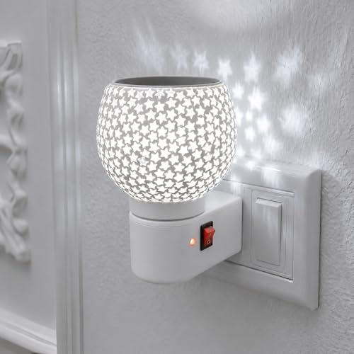 Electric Kapoor Dani with Night Lamp & Camphor Diffuser – Premium Ceramic Dhoop Burner for Pooja, Home & Office. Versatile Electric Aroma Burner for Aromatherapy & Repellent. (Star)