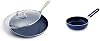 Blue Diamond Cookware Diamond Infused Ceramic Nonstick 12 Frying Pan Skillet with Lid, PFAS-Free, Dishwasher Safe, Oven Safe, Blue & Cookware Healthy Ceramic Nonstick Mini Egg Pan, Blue
