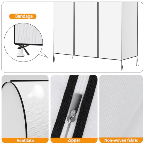 Syeeiex 5ft Clothes Rail Cover With Strong Zipped 152cm Dustproof Clothes Rack Cover Protective Zip Over Cover for Garment Hanging Coat Rail White - Image 2