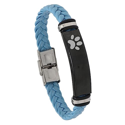ZKXXJ Personalized Paw Bracelet for Men - Stainless Steel Braided Leather Wristband with Dog and Cat Pawprint Design - Remembrance Loss of Pet Cuff Bracelet - Gift for Pet Lovers