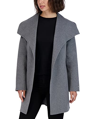 Image of TAHARI Women's Double-faced Luxury Soft Wool Blend Peacoat- Wrap Wool Coat With Removable Belt