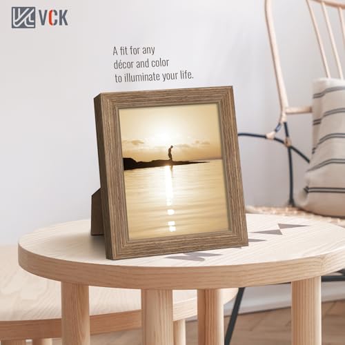 Image of VCK 8x10 Picture Frame Set of 3, Walnut Wood Frames, Gallery Wall Decor Photo Frames for Wall Mounting Horizontally or Vertically