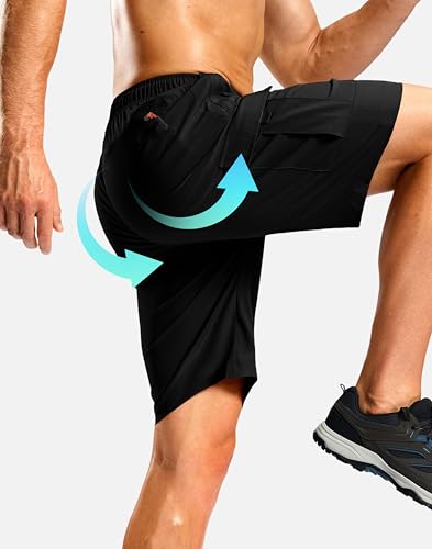 Pudolla Men's Hiking Cargo Shorts with 5 Pockets Lightweight 9" Outdoor Work Casual Shorts for Men Travel Fishing4