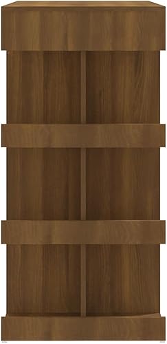 Miniatura 7 de Brown Oak Engineered Wood Storage Bar Table with Shelves, Rectangular Counter Height Design for Kitchen Island, Dining Room, and Small Spaces