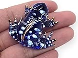 Mr_air_thai_Glass_Blown Tiny 1½' Long Blue Gold Dots Frog Amphibian - Miniature Hand Blown Painted Glass Animals Cute Colorful Small Crystal Decorative Figures Collectible Figurines Home Décor Gifts