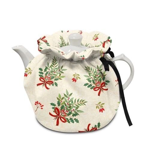 Goronwyfloyd Christmas Floral Pattern Tea Cosy Soft Fabric Dustproof and Durable Tea Pot Cozies for Home Kitchen Table Hotel Tea Party Restaurant Xmas Decoration