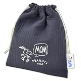 巾着ポーチ メッシュ付き ブルーグレー MOM SNOOPY グレー(SPIK-382)