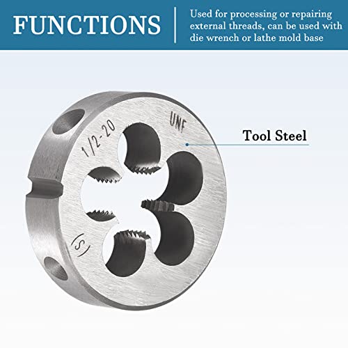 QUARKZMAN 1 Stück 1/2-20 UNF Rundmatrize Maschinen Gewinde Rechte Hand Gewinde für Außengewinden Reparatur Bearbeitung