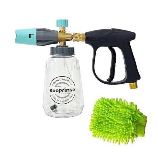 Sooprinse 3000 PSI Pressure Washer Gun with Transparent Foam Cannon, Adjustable Snow Foam Lance, 1 Liter, Black + Mint Green