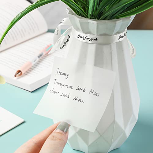 Image of Sileni 600 Pcs Transparent Sticky Notes Pad, Clear Sticky Notes for Books Message Reminder, Waterproof self-Adhesive Translucent Sticky Notes, 12 Packs (3 inchx3 inch)