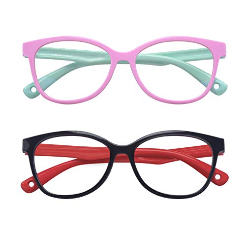 Outray 2 Pack Kids Blue Light Blocking Glasses Anti Eyestrain Computer Gaming TV Glasses for Boys Girls Age 3-12