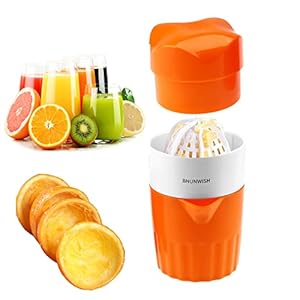 Hand Juicer Citrus Orange Squeezer Manual Lid Rotation Press Reamer for Lemon Lime Grapefruit with Strainer and Container, 2 Cups