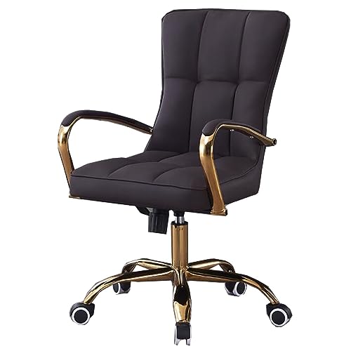 Chaise de bureau mi-hauteur en cuir souple fauteuil de direction ergonomique à roulettes