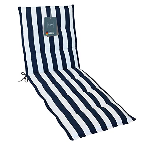 LILENO HOME Coussin, 1 pièce, à rayures bleues, pour chaise longue de jardin et de plage, rembourré, 188 x 60 x 5 cm