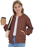 CharmWM Girls Bomber Jackets Lightweight Zip Up Fashion Kids Cute Jacquard Coats Fall Varsity Outwear Clothes