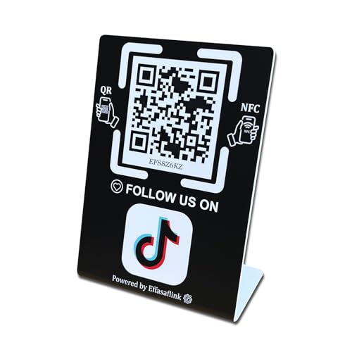 Social Media Stand with NFC & QR Code Sign -