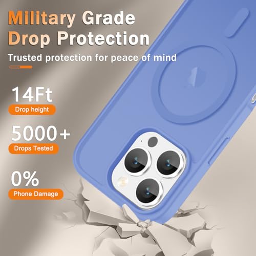 Image of YENAPOON for iPhone 16 Pro Max Case, Matte Magnetic Phone Cover [with 1 Screen Protector] [Support for MagSafe] [Shockproof Military Grade Protection] Translucent Frosted Back, Purple