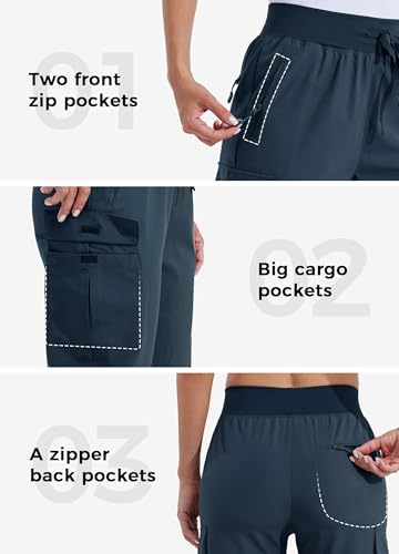 WILLIT Damen Trekkinghose Jogginghose Cargohose Leichte Wanderhosen Schnelltrocknende Wasserdicht Arbeitshose Outdoorhose Marineblau L