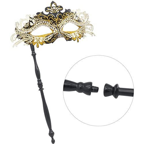 Coddsmz Couple Masquerade Mask with Holding Stick Venetian Halloween Costume Mask Mardi Gras Mask Cosplay Party Costume Mask - Image 4
