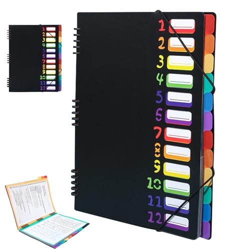 Carpeta archivadora A4, bolsillo para documentos A4 con 12 compartimentos, sistema de carpetas coloridas, sistema de carpetas portátil, carpeta archivadora para escuela, suministros de oficina, color