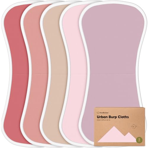 Image of Organic Burp Cloths Baby Boy & Girl - 5-Pack Super Absorbent Cotton Burping Cloths for Babies, Soft & Plush Newborn Spit Up Rags, Infant Towels for Milk Spit Up, Unisex, Large 21" x 10" (Muted Pastel)