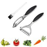🍎【Vielseitige Verwendung】: Dieser Mehrzweckschäler eignet sich perfekt für Gemüse und Obst wie Äpfel, Orangen, Birnen, Tomaten, Karotten, Kartoffeln, Gurken und mehr.Die Klingenbreite beträgt 4 cm Gemüse oder Obst schnell und effizient schälen.Der Schälkörper ist schwer und Sie können leicht schälen.