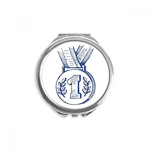 Miroir de poche de football bleu fait main, cadeau pour supportrice