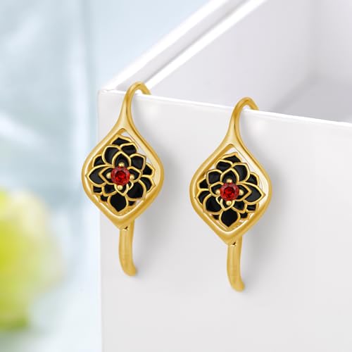 Gold Flower Earrings for Women - 925 Sterling Silver Gold Flower Leverback Earrings - Jewelry Gifts for Mom Wife Best Friend or Her2