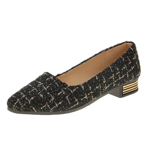 Women's Ballet Flats Business Office Work Dress Leather Shoes Low Wedge Casual Pointed Toe Slip-Ons Comfortable Dressy Casual Flats Shoes Elegant Cushion Walking Shoe Outer Wear