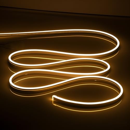 Image of Warm White LED Neon Rope Light 16.4FT Flexible 12V LED Strip Lights