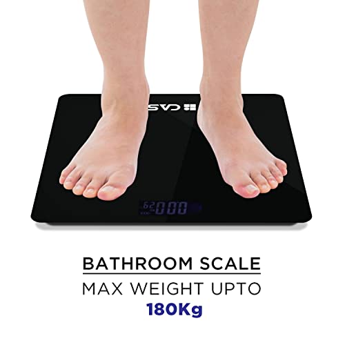 Image of iBELL CASTOR Weight Machine for Body Weight, Weighing Scale, Tempered Glass, LCD Display, Digital Bathroom Scale, CT26BS, 180 kg, Black