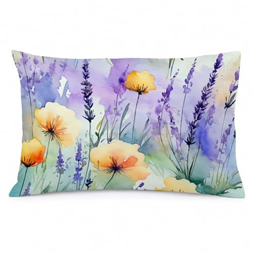 Caroline's Treasures DAC1581PILLOWCASE Lavender in Watercolor Fabric Standard Pillowcase Lightweight Super Soft Easy Care Decorative Artwork Pillowcase, Standard
