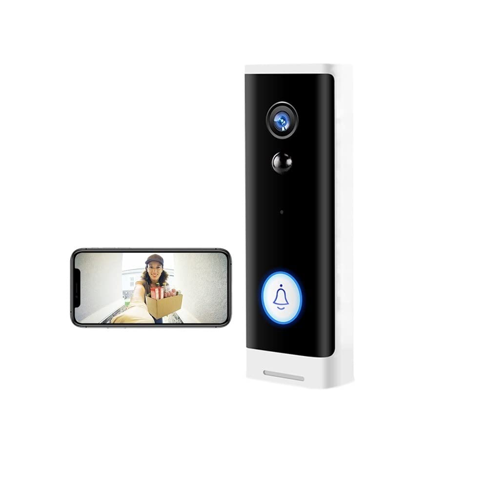 Videoportero con cámara de alta definición, Tuya WIFI Timbre 1080P Cámara de seguridad inalámbrica Monitor de hogar inteligente alimentado por batería con cámara de timbre de puerta Audio claro, Fácil