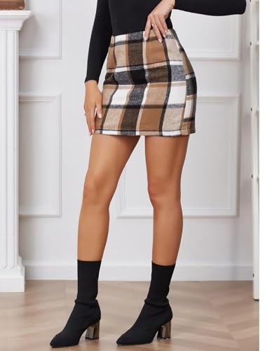 Women Fall Winter Plaid Skirt High Waist Bodycon Mini Skirts - Image 6