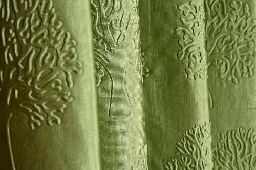 Image of Heavy Quality Punch Tree Curtains 9 Feet Long Set of 1 Pcs | Green Long Door Curtains for Living Room, Bedroom | Lightweight 9 Feet Long Drapes for Home Decoration
