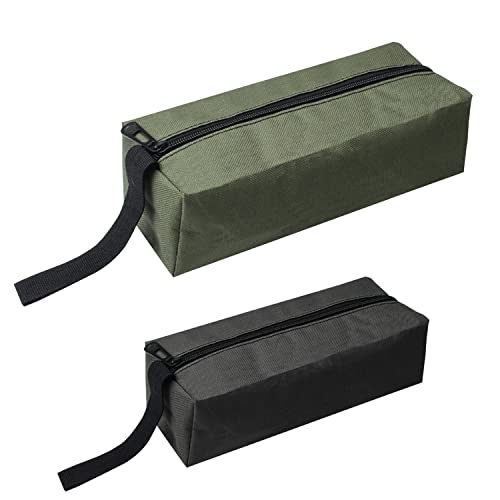 2 kits de herramientas, con cremallera gruesa, bolsa de herramientas versátil, bolsa de herramientas impermeable y resistente a la humedad, bolsa de almacenamiento para herramientas (negro, verde)