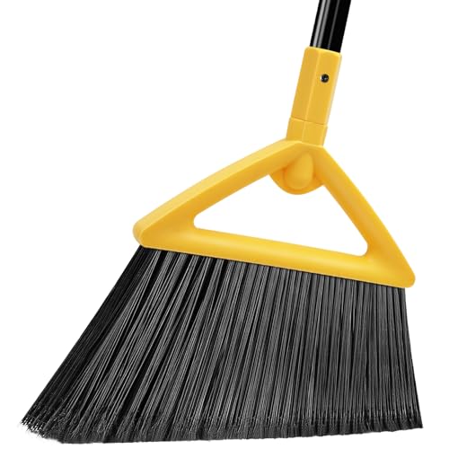 Image of Heavy Duty Commercial Broom, Upgraded Angle Broom for Sweeping Indoor and Outdoor, Perfect Yellow Broom of Kitchen, Garage and Courtyard, Livingroom