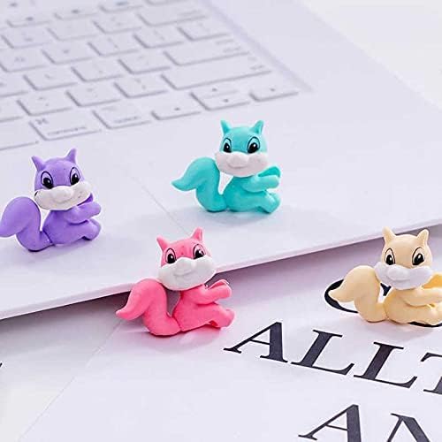 Image of AK Store (Pack of 4) 3D Cute Cartoon Shape Rubber Pencil Erasers, School Stationery for Kids, Boys Girls, Birthday Return Gifts (Squirrel)