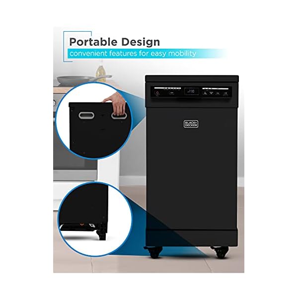 BLACK+DECKER Portable Dishwasher, 18 inches Wide, 8 Place Setting